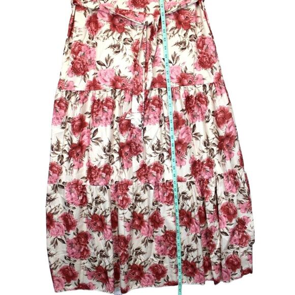 Shein Maxi Dress Halter Neck Women L Satin Beige Pink Floral Summer Beach - Picture 11 of 16